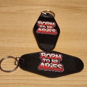 Black 'Born to Be Aries' Keychain
